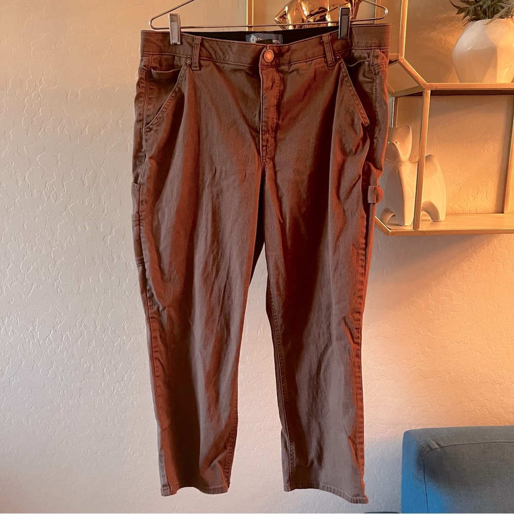 Democracy Brown Cropped Cargo Utility Pants AB-solution PETITE womens size 14P